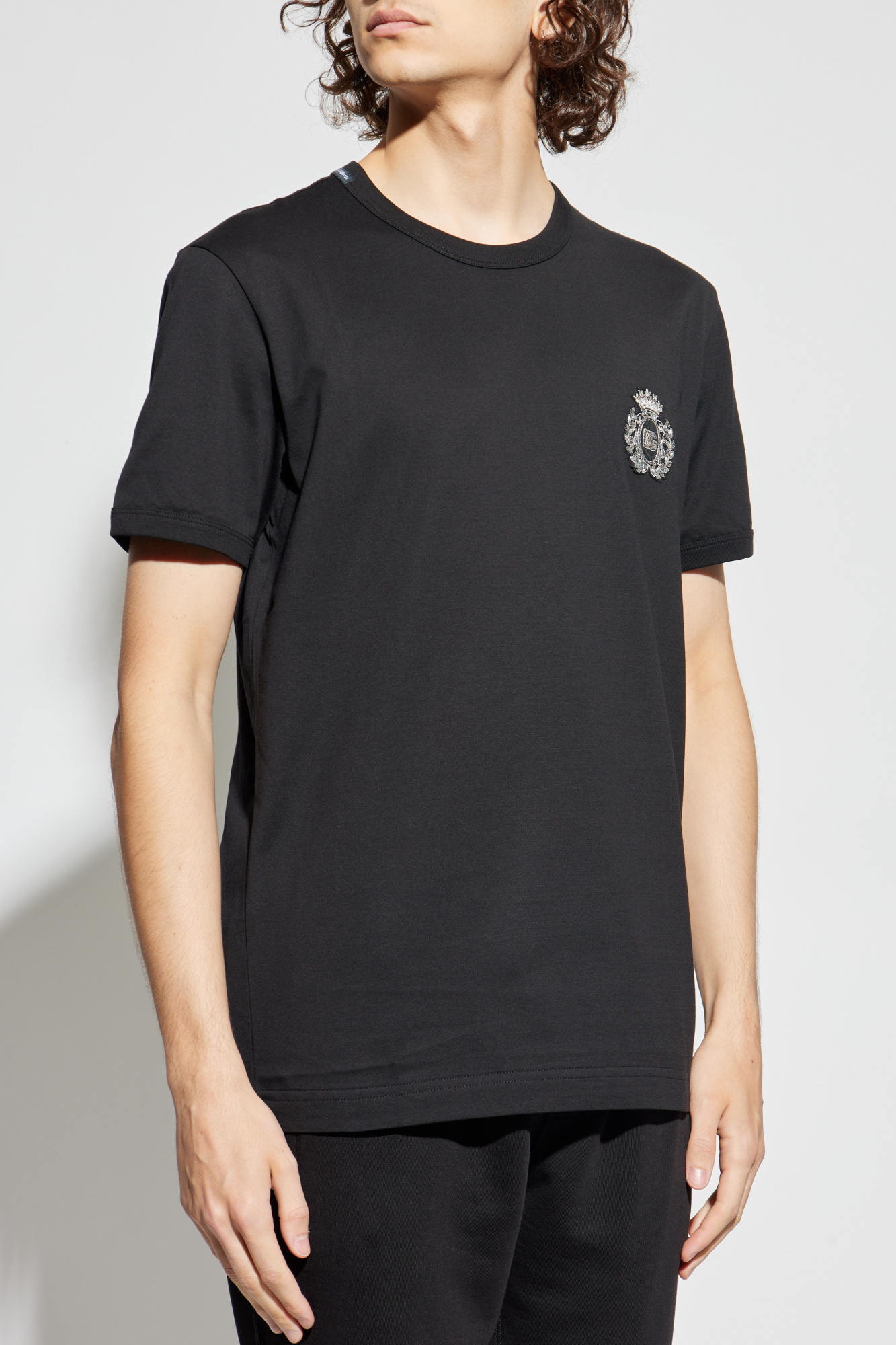 Tシャツ・カットソー DOLCE & GABBANA Graphite Nylon Blend Sweater DOLCE & GABBANA T-shirt Brown Color Splash Cotton Crew Neck